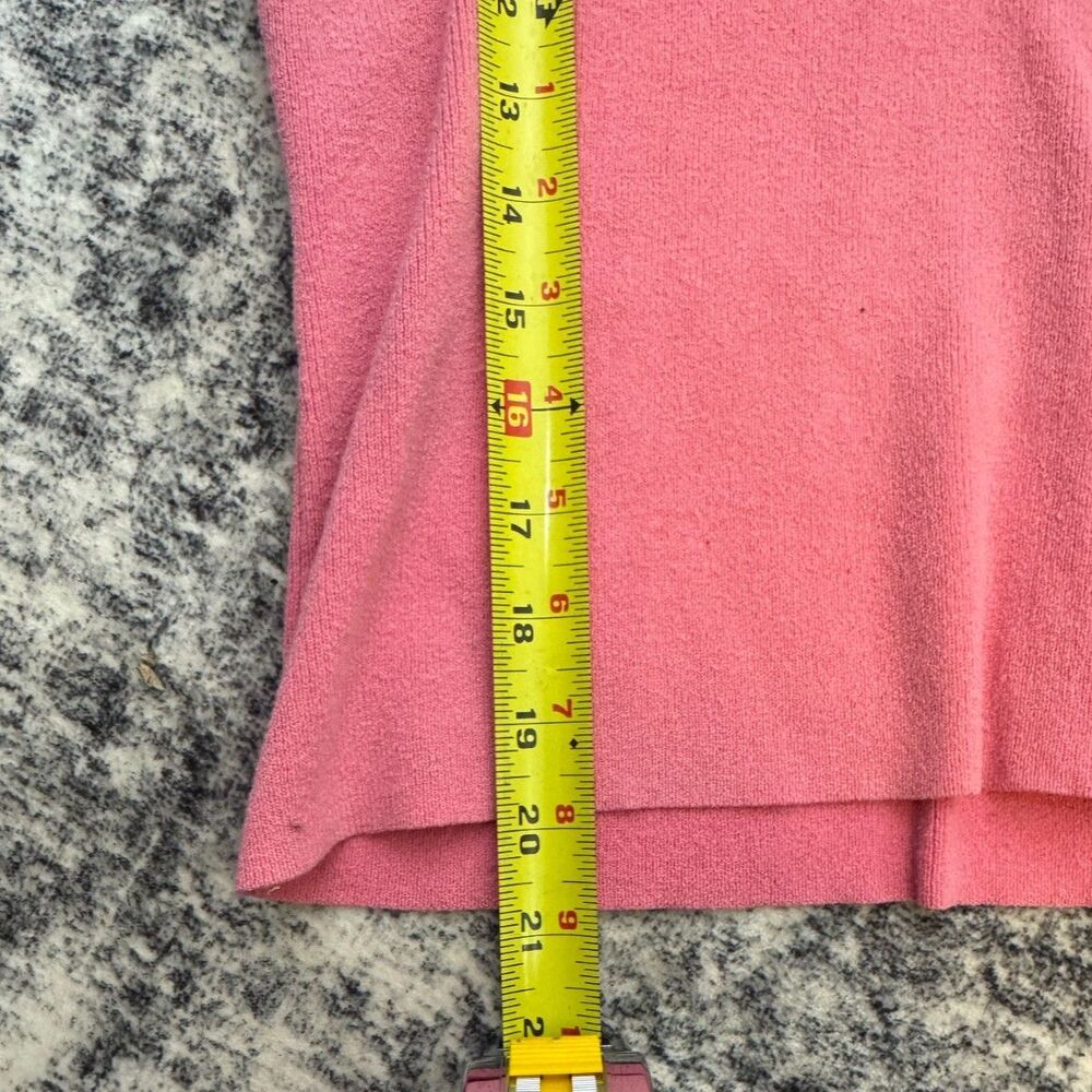 Express Womens S Pink‎ Knit Top Scalloped V-Neck Short Sleeve Stretch - Picture 6 of 8
